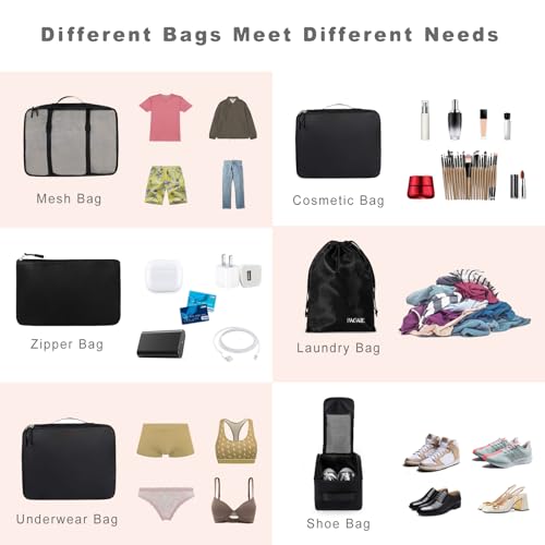 8 Set Packing Cubes Luggage Packing Organizers for Travel Accessories
