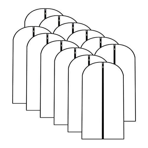 Garment Bags for Hanging Clothes 12 PCS Transparent Waterproof Dustproof Storage for Wardrobe Storage Suit Covers for Closet Cloth Cover Washable Clear Reuse Full Zipper for Suits Gowns 24''x40'' (12 Count)