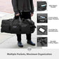 45/80/100L Rolling Duffel Bag with Wheels, Large Durable Travel Duffle + Toiletry Bag, Heavy Duty, Packable, Foldable with Shoulder Straps- Use as Luggage or Backpack, Men/Women (Black)