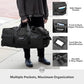 45/80/100L Rolling Duffel Bag with Wheels, X-Large Durable Travel Duffle + Toiletry Bag, Heavy Duty, Packable with Shoulder Straps- Use as Luggage or Backpack, Men/Women (Black)