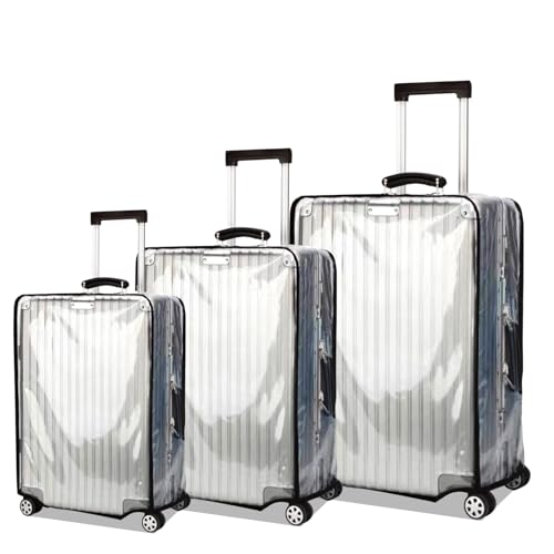 3 Piece Clear Luggage Cover Set Fits 20 24 28 Inch Suitcase (3 Count)
