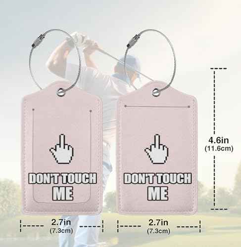 2 Pack Luggage Tags for suitcases Pink Don't Touch Me TSA Approved Label Luggage Tag Baggage Tag Leather Stainless Steel Loop Label Tag for Men Women Travel Bag Suitcase (2 Count)