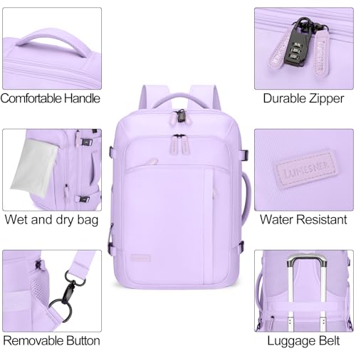 40L Expandable Carry On Travel Backpack with 4 Packing Cubes