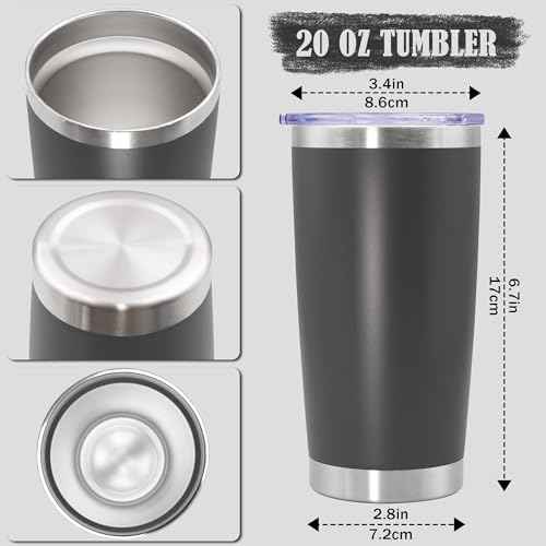 20oz Tumbler Insulated Coffee Tumblers with Lid Stainless Steel Grey 8P (8 Count)