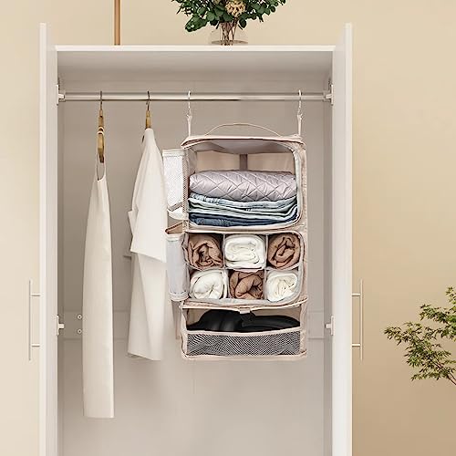 Travel Portable Hanging Shelves Closet Organizer Packing Luggage Organizer and Storage with Multifunctional and Foldable Invisible Compartment