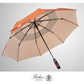 Folding Umbrella Real Wood Handle Herringbone Gold Flame