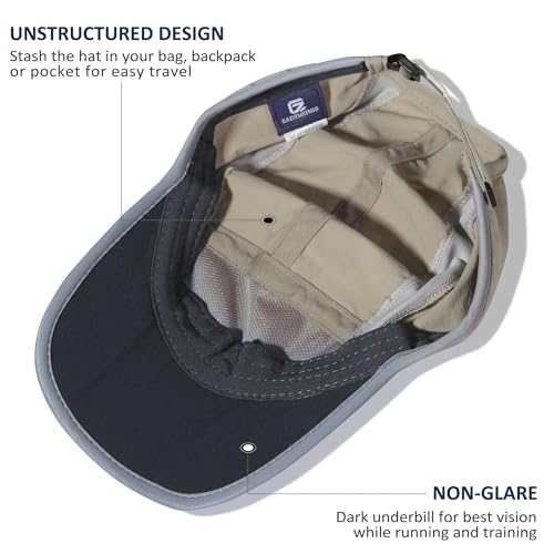 Baseball Cap Nylon Running Cap Outdoor Sports Hat for Men Women Adjustable Quick Drying Reflective Foldable UPF50+ Breath Mesh Water Repellency Race Performance Lightweight Khaki