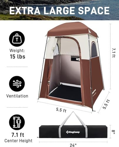Oversize Space Privacy Camping Outdoor Shower Enclosure Portable Shower Tent for Camping 1 Room Brown Changing Tent Dressing Room