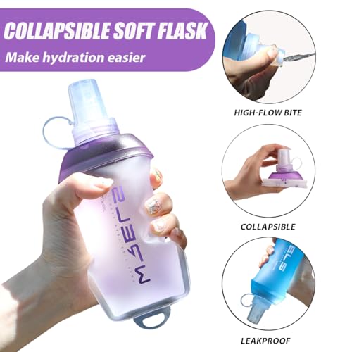 200ml/350ml/500ml Collapsible Soft Flask,BPA Free Folding Soft Water Bottle with Hanging Ring,Lightweight TPU Hydration Flask for Running Marathon Cycling Hiking(350ml-2 Packs) (2 Count)