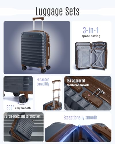 Luggage Sets 3 Pcs Suitcase with Wheels (3 Count)