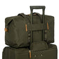 Bric’s X-Bag/X-Travel 2.0 Overnight Weekender Duffel, Water-Resistant Folding Carry-On with Leather Trim, Removable Shoulder Strap and Pass-Through Sleeve - Mini Bag Included – 18 Inch, Olive