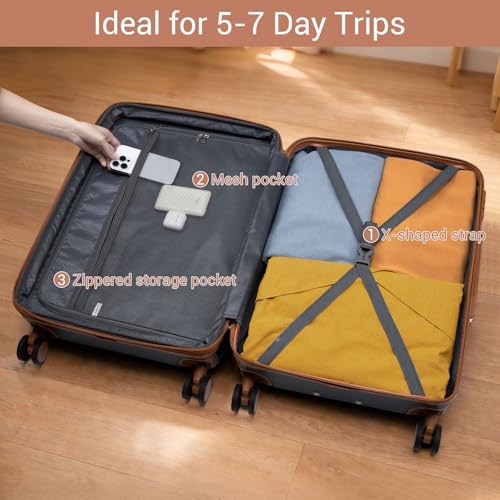 Check in Suitcase 24in Expandable ABS+PC Side Handles luggage Navy