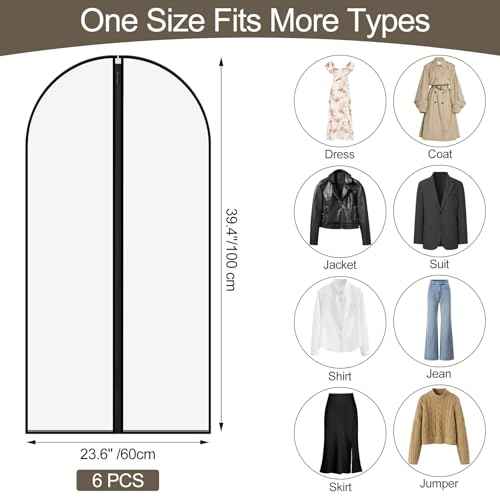 6Pcs Clear Garment Bags for Hanging Clothes