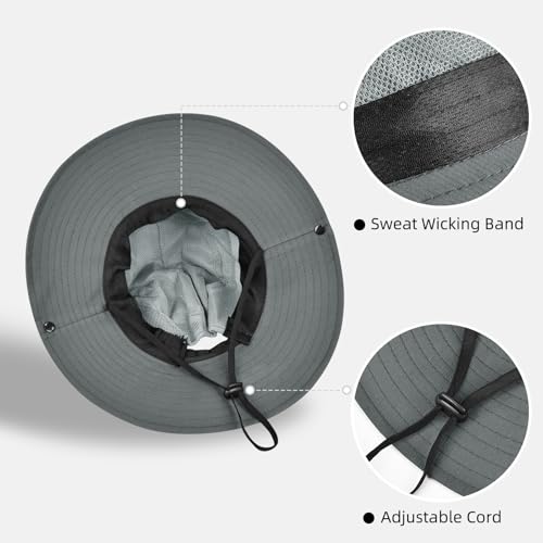 Ponytail Sun Bucket Hats for Women UV Protection Foldable Wide Brim