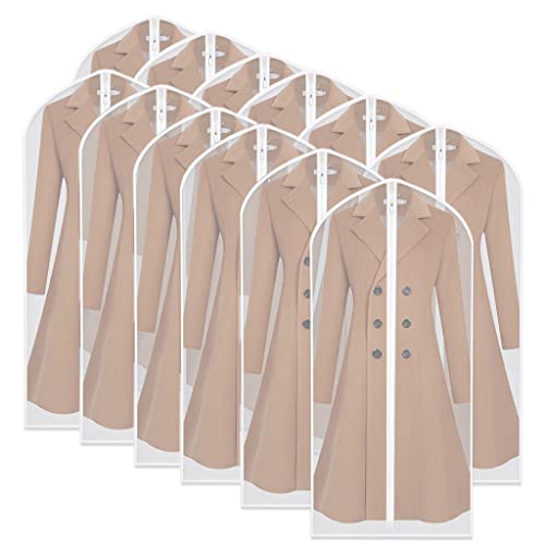 Garment Bag Set of 12 Breathable PEVA Covers with Zipper (12 Count)
