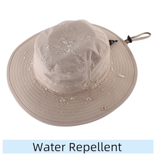 Men's Sun Hat UPF 50+ Wide Brim Bucket Hat for Fishing Hiking Gardening Summer Breathable Cowboy Hat Light Khaki