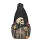 Sling Bag Skeleton Flower Skull Vintage Hiking Daypack Crossbody Shoulder Backpack Travel Chest Pack for Men Women