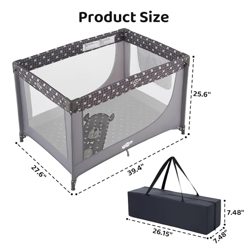 Pack and Play Portable Crib Baby Playpen Foldable Playard for Infant Toddler with Mattress Pad