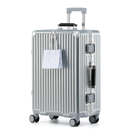 24 Inch Checked Luggage with Leather Handle