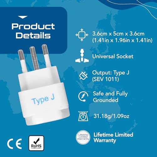 Switzerland Travel Plug Adapter (3 Count)