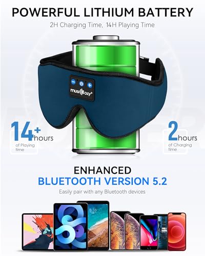 3D Sleep Headphones Bluetooth 5.4 Sleep Mask with HD Speakers