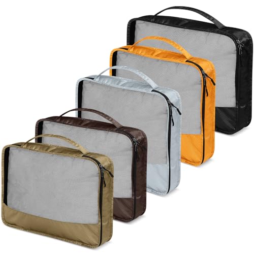 5 Pcs Packing Cubes for Suitcase Large Travel Cubes Carry on Luggage Organizer Bags for Clothes Accessories (5 Count)