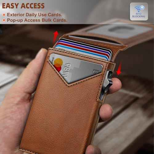 Men Airtag Leather Wallet Metal Case Money Clip