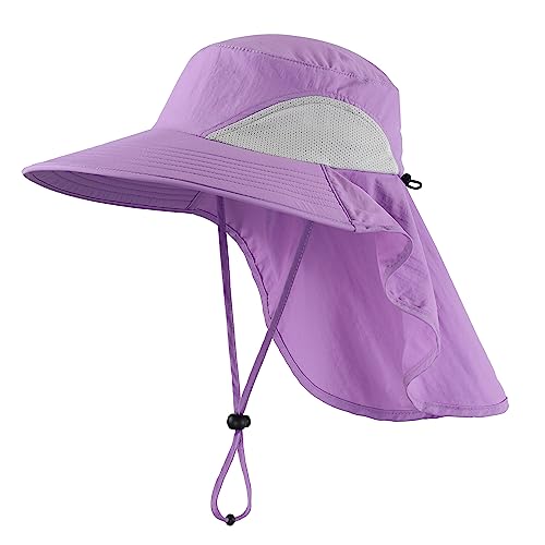 Outdoor UPF50+ Sun Hat Wide Brim Mesh Fishing Hat with Neck Flap