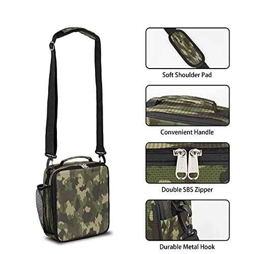 Camo Insulated Lunch Bag for Kids Students Lunch Box Meal Holder Camouflage Green Reusable Cooler Bag for Boys Thermal Lunch Box for School Picnic Travel Outdoor (Camo)
