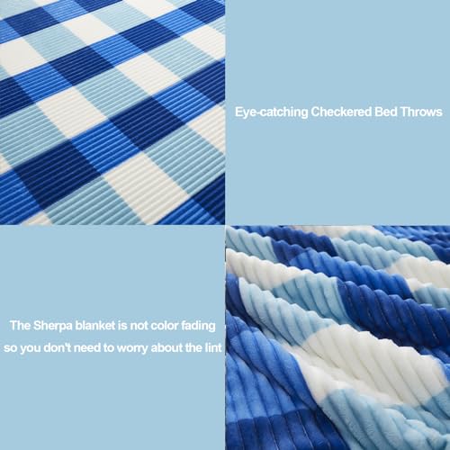 Sherpa Blanket Twin Plaid Thick Bed Blanket