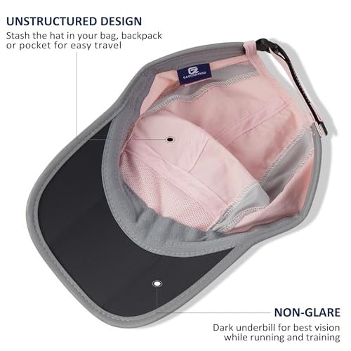 Baseball Cap Nylon Running Cap Outdoor Sports Hat for Men Women Adjustable Quick Drying Reflective Foldable UPF50+ Breath Mesh Water Repellency Race Performance Lightweight Light Pink