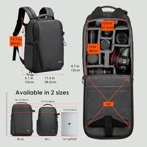 Urban Camera Backpack for Photographers Compact 12.5L Black TRL