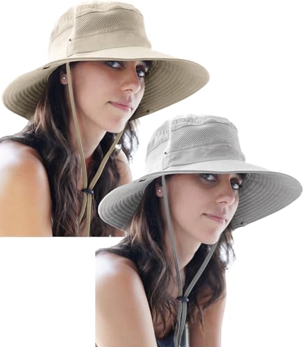 Safari Hat for Men Sun Hats for Women UV Protection UPF 50+ Fishing (2 Count)