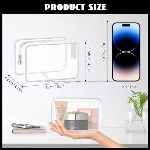 16 Pieces Small Clear Makeup Bag PVC Zippered Pouches