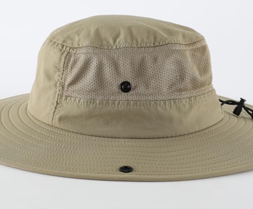 UPF50+ Mens Sun Hat Wide Brim Womens UV Protection Beach Bucket Hat Airy Fishing Hat Hiking Snap Up Cowboy Hat