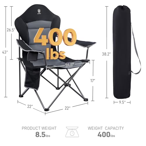 Folding Camping Chair with High Back Padded 2 Pack Oversized Portable Lawn Chairs Lightweight Sturdy Steel Foldable Outdoor Camp Chair for Adults (2 Count)