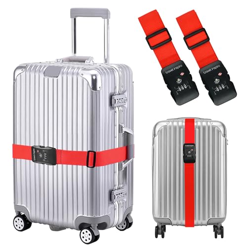 2 Pack Luggage Straps for Suitcases with TSA Lock
