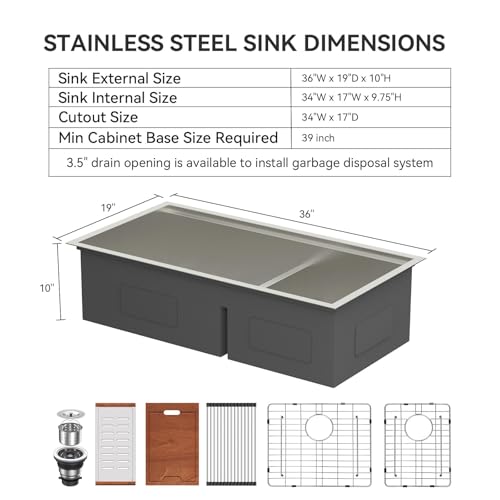 36 Inch Double Bowl Kitchen Sink Ledge Workstation Sinks Double Bowl 60