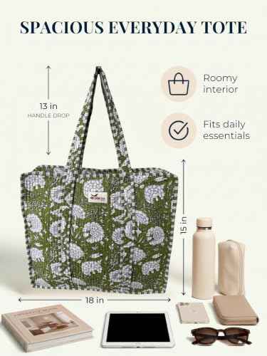 100% Cotton Quilted Tote Bag For Women