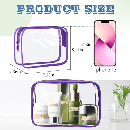 16 Pieces Clear Makeup Bag PVC Zippered Clear Toiletry Carry Pouch Portable Cosmetics Bag Waterproof Makeup Bag Vinyl Plastic Organizer Case for Travel Vacation Bathroom (16 Count)