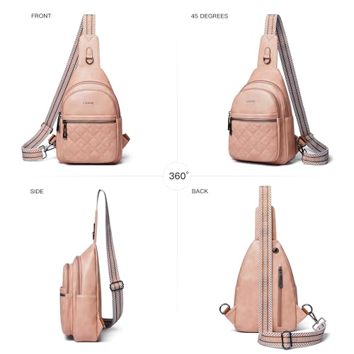 Sling Bag For Women Fanny Pack Crossbody Travel Shoulder Belt Bags Tote Backpack Purse Faux Leather Light Pink