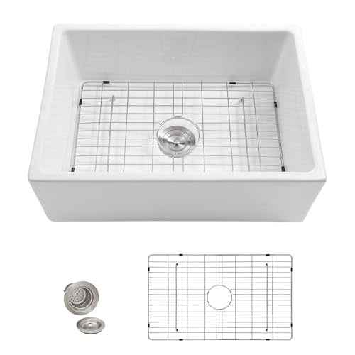 28"x20" White Farmhouse Sink