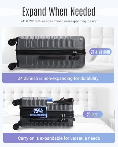 Luggage Sets 3 Pcs Suitcase with Wheels (3 Count)