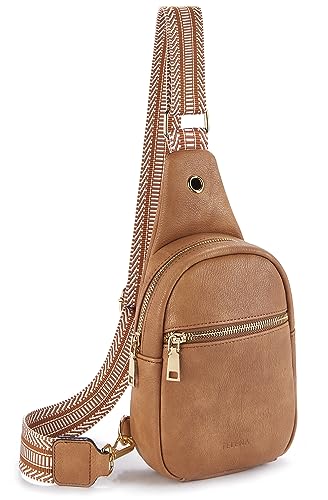 Crossbody Bags for Women PU Leather Cross Body Sling Bag for Woman Travel Camel Brown