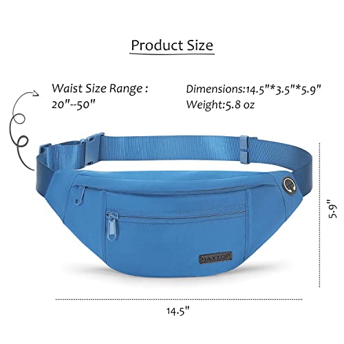 Large Blue Crossbody Fanny Pack for Women Men Belt Bag Fit All Phones