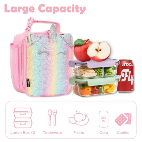 Kids Lunch box Insulated Soft Bag Mini Cooler Back to School Thermal Meal Tote Kit for Girls
