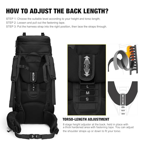 75L Molle Hiking Internal Frame Backpacks with Rain Cover for Camping