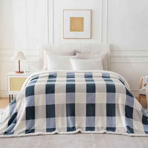 Sherpa Throw Blanket Reversible Large Big King Size Flannel Blankets for Bed