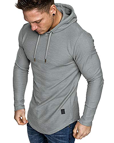 Mens Fashion Athletic Hoodies Sport Sweatshirt Solid Color Fleece Pullover Light Grey 3X