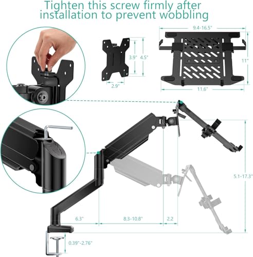Laptop Desk Mount for 17" Notebook and 34" Screens